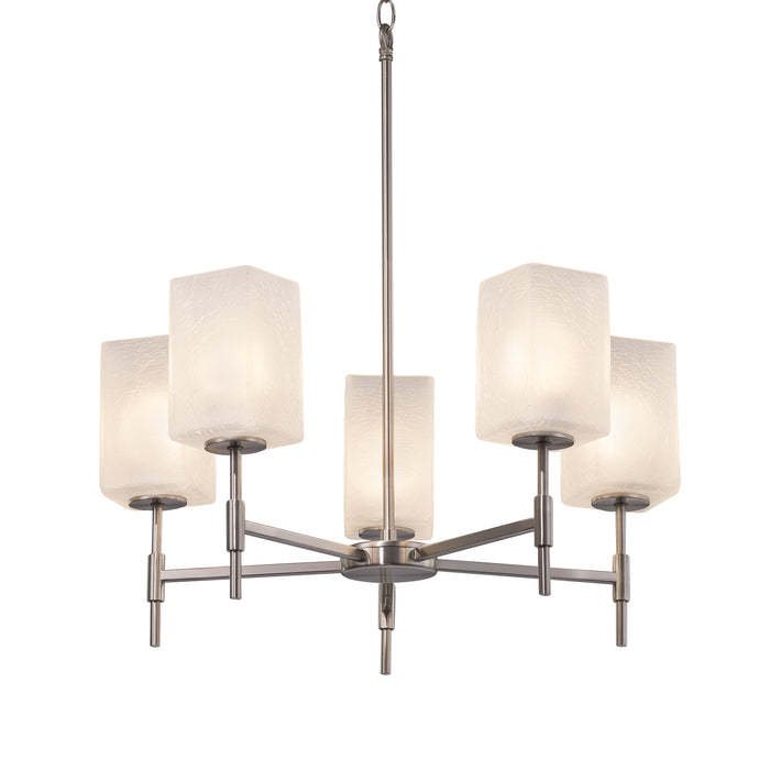 Justice Designs FSN-8410-15-FRCR-NCKL Five Light Chandelier, Brushed Nickel