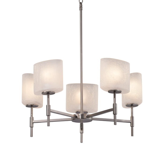 Justice Designs FSN-8410-30-FRCR-NCKL Five Light Chandelier, Brushed Nickel