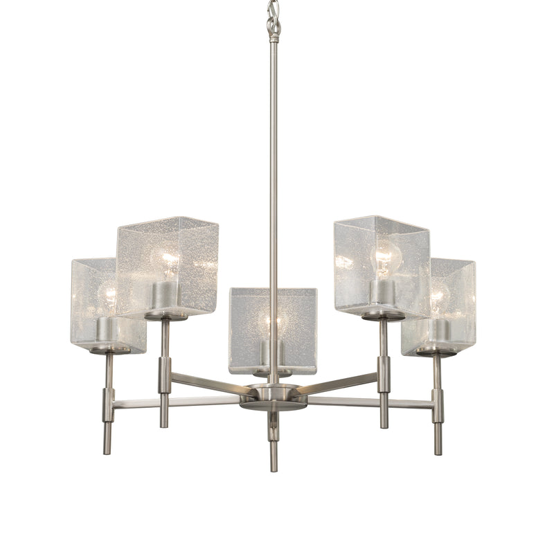 Justice Designs FSN-8410-55-SEED-NCKL Five Light Chandelier, Brushed Nickel