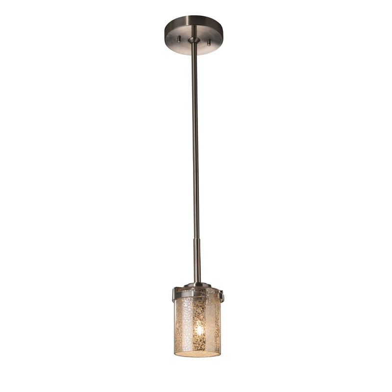Justice Designs FSN-8455-10-MROR-NCKL One Light Pendant, Brushed Nickel