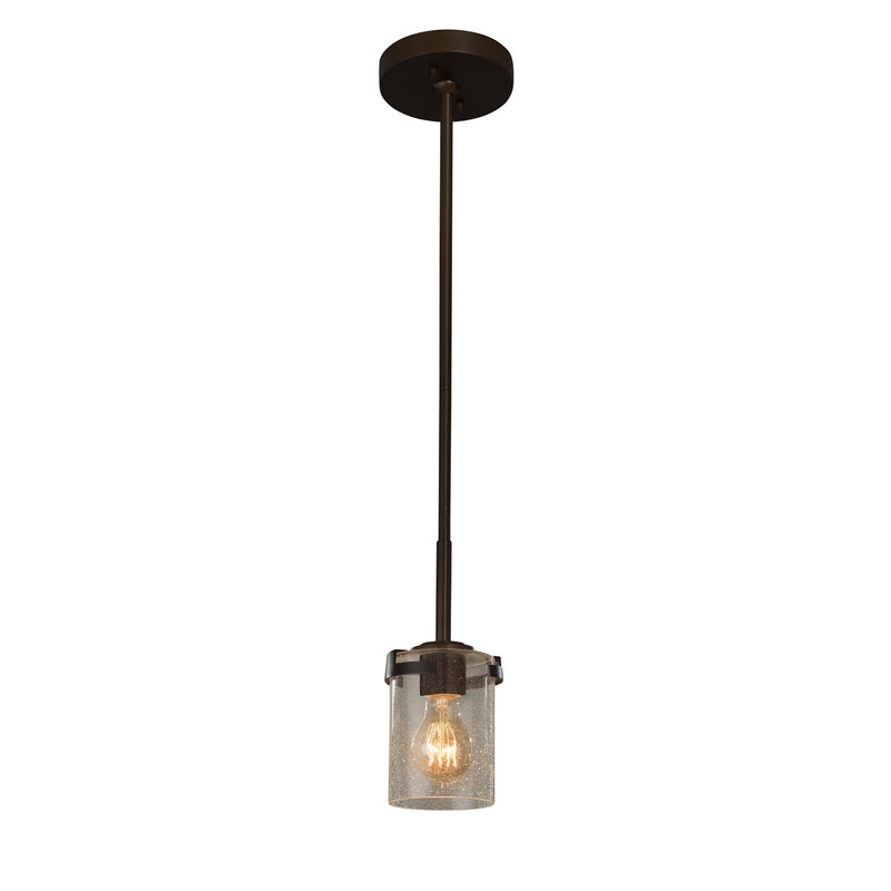 Justice Designs FSN-8455-10-SEED-DBRZ One Light Pendant, Dark Bronze