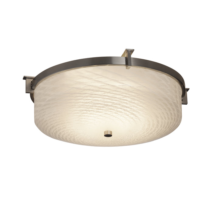 Justice Designs FSN-8985-WEVE-NCKL Two Light Flush-Mount, Brushed Nickel
