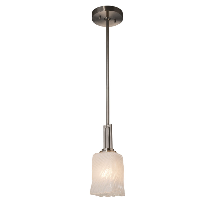Justice Designs GLA-8445-26-WHTW-NCKL One Light Pendant, Brushed Nickel