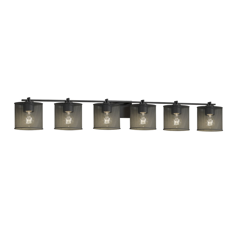 Justice Designs MSH-8446-30-MBLK Six Light Bath Bar, Matte Black