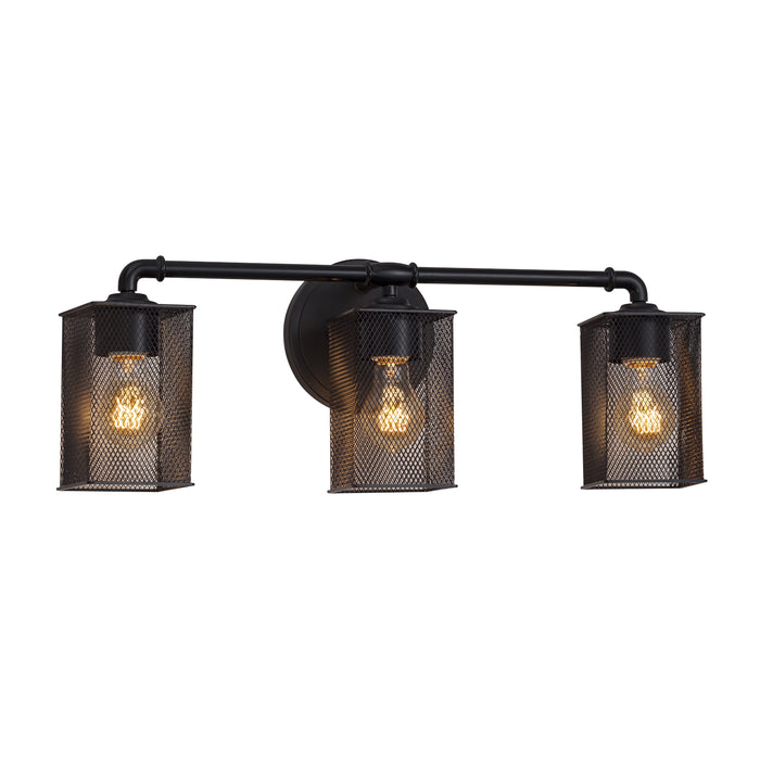 Justice Designs MSH-8463-15-MBLK Three Light Bath Bar, Matte Black
