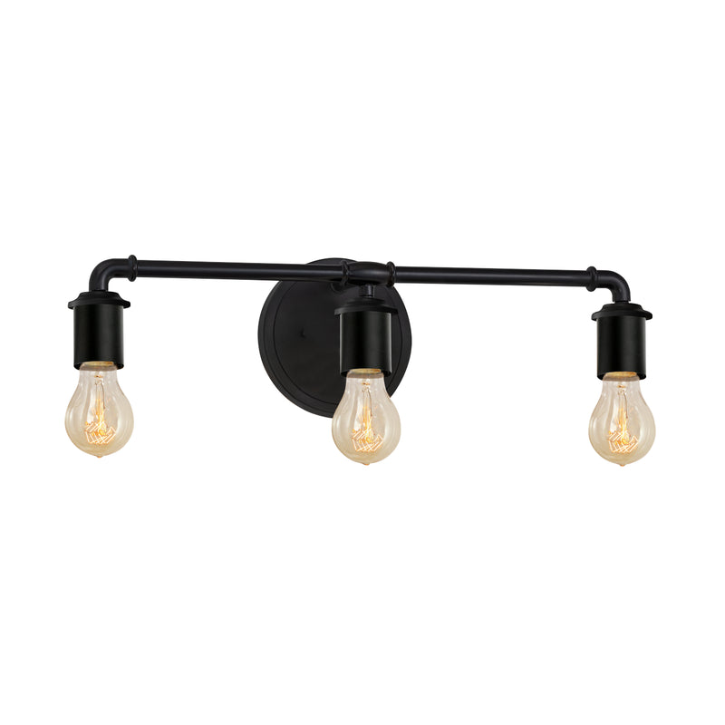 Justice Designs NSH-8463-MBLK Three Light Bath Bar, Matte Black