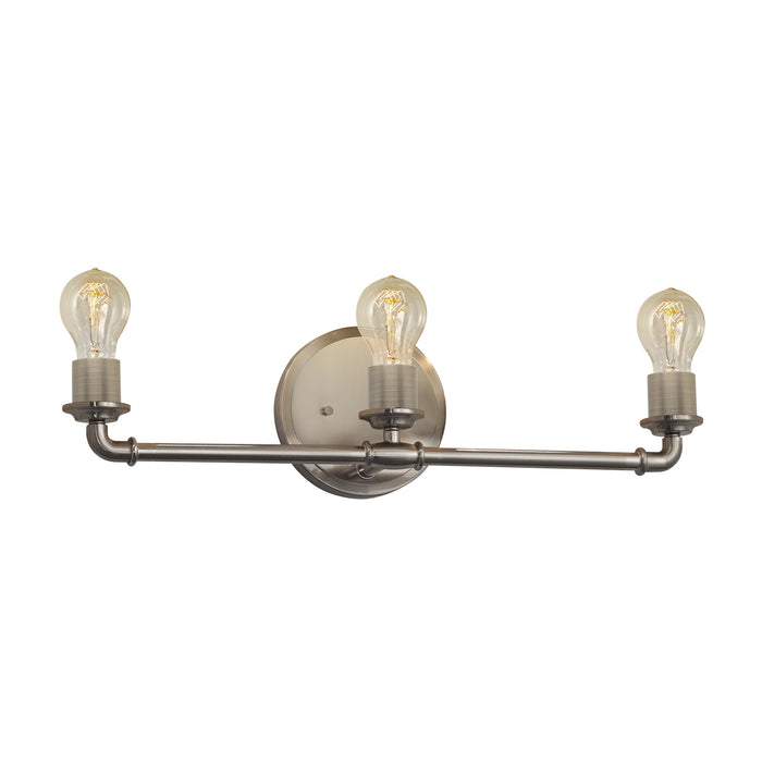 Justice Designs NSH-8463-NCKL Three Light Bath Bar, Brushed Nickel