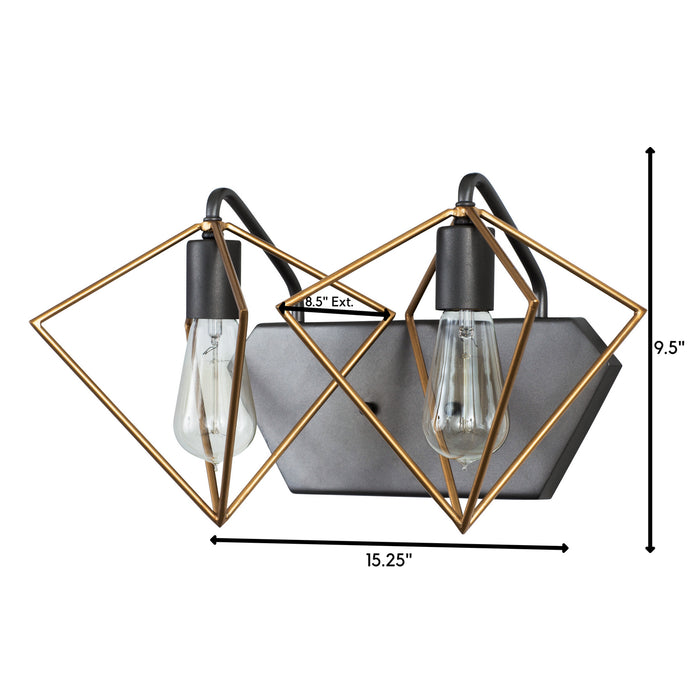 Varaluz 261B02AGRB Two Light Bath, Antique Gold/Rustic Bronze