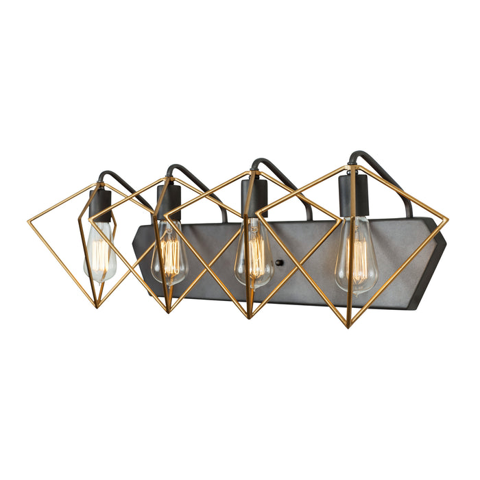 Varaluz 261B04AGRB Four Light Bath, Antique Gold/Rustic Bronze
