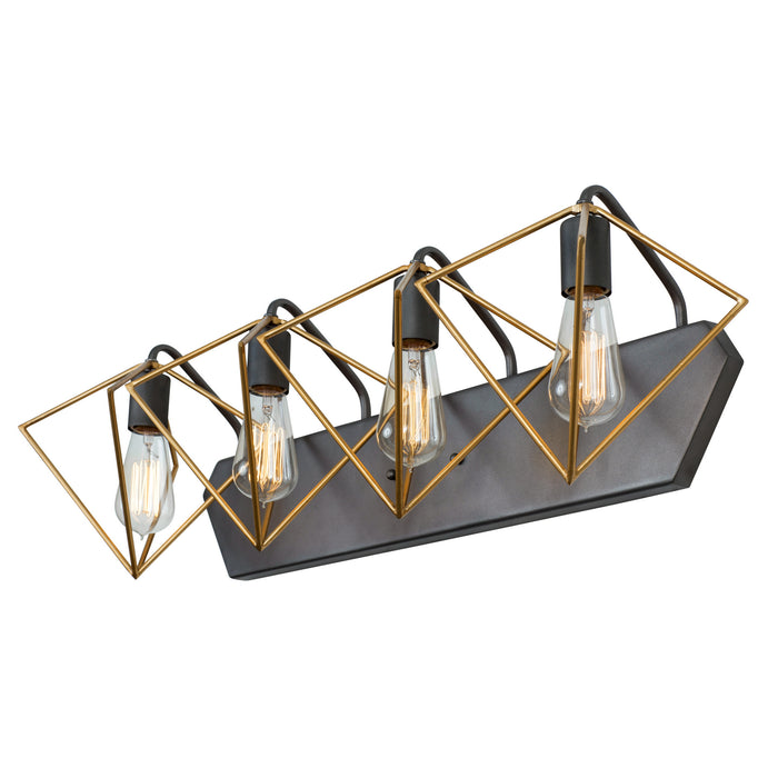 Varaluz 261B04AGRB Four Light Bath, Antique Gold/Rustic Bronze