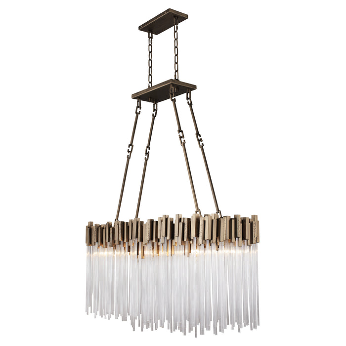 Varaluz 309N06HG Six Light Linear Pendant, Havana Gold