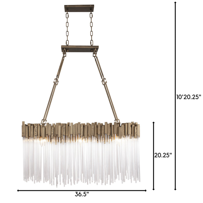 Varaluz 309N06HG Six Light Linear Pendant, Havana Gold