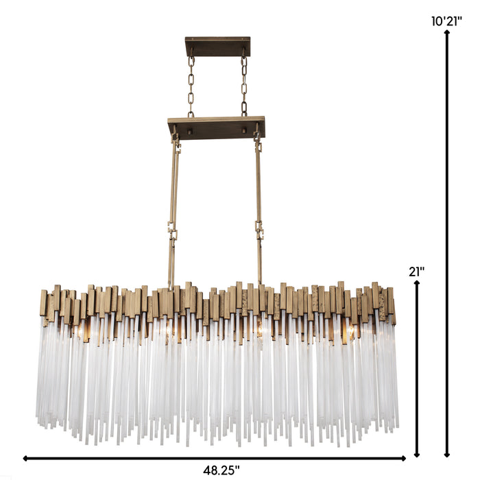 Varaluz 309N08HG Eight Light Linear Pendant, Havana Gold