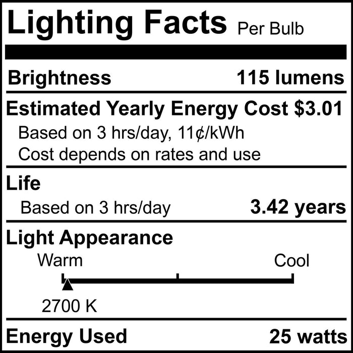 Bulbrite 330025 Light Bulb, White