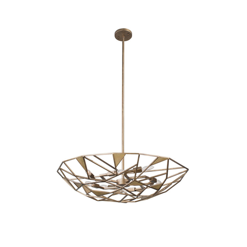 Kalco 504740PAB Six Light Convertible Pendant - Semi Flush Mount, Pearlized Antique Brass