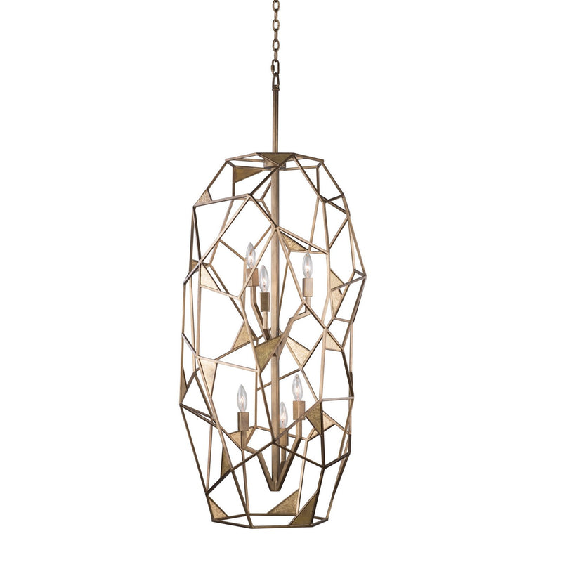 Kalco 504751PAB Six Light Foyer Pendant, Pearlized Antique Brass