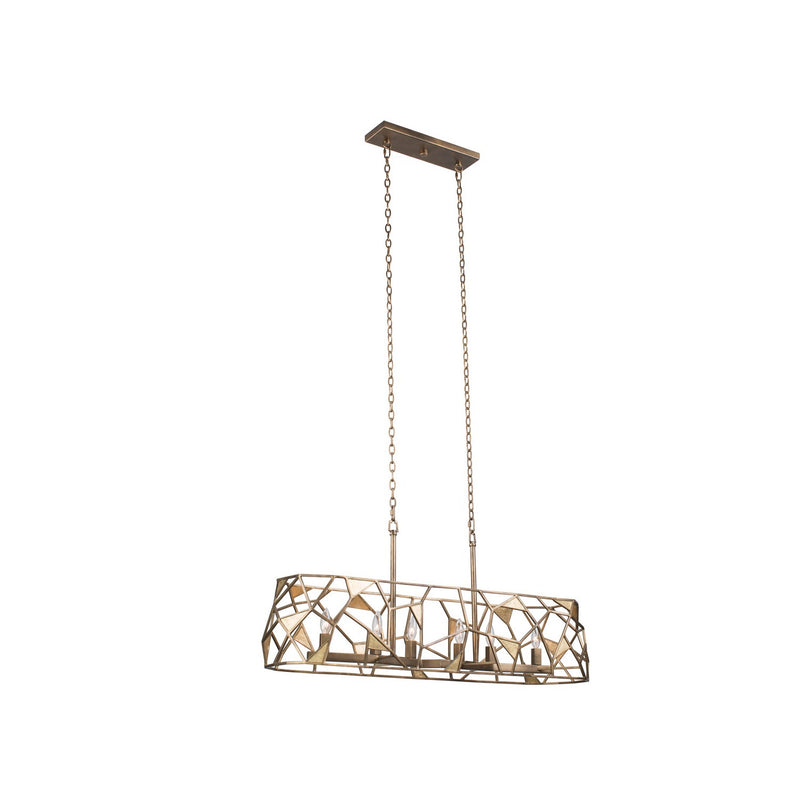 Kalco 504760PAB Six Light Island Pendant, Pearlized Antique Brass