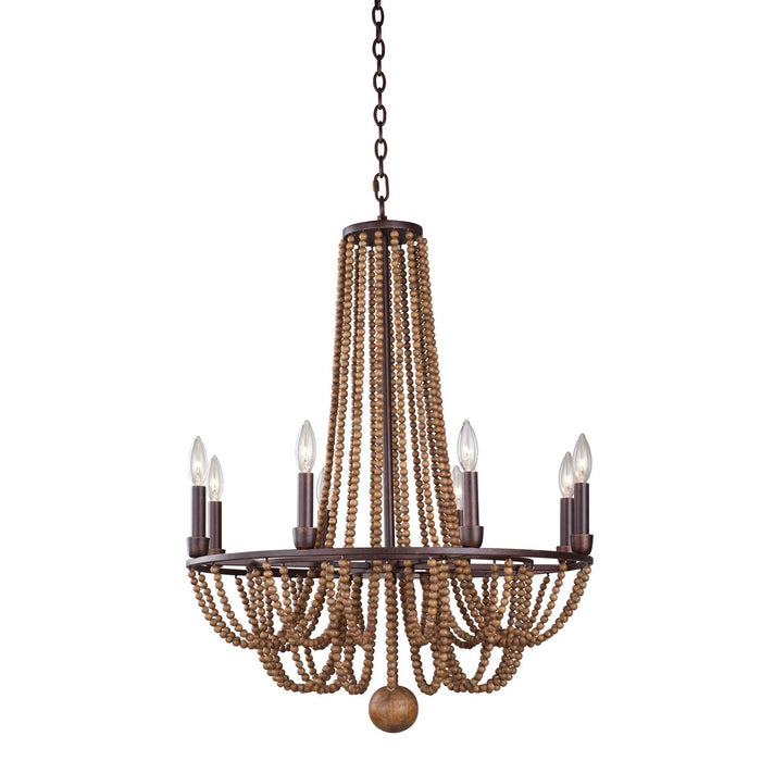 Kalco 505271RM Eight Light Chandelier, Royal Mahogany