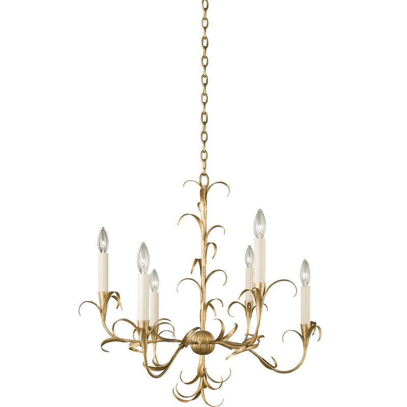 Kalco 505471OL Six Light Chandelier, Oxidized Gold Leaf