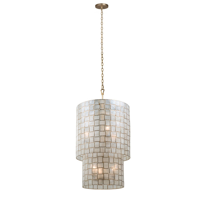 Kalco 505850OL Six Light Foyer Pendant, Oxidized Gold Leaf