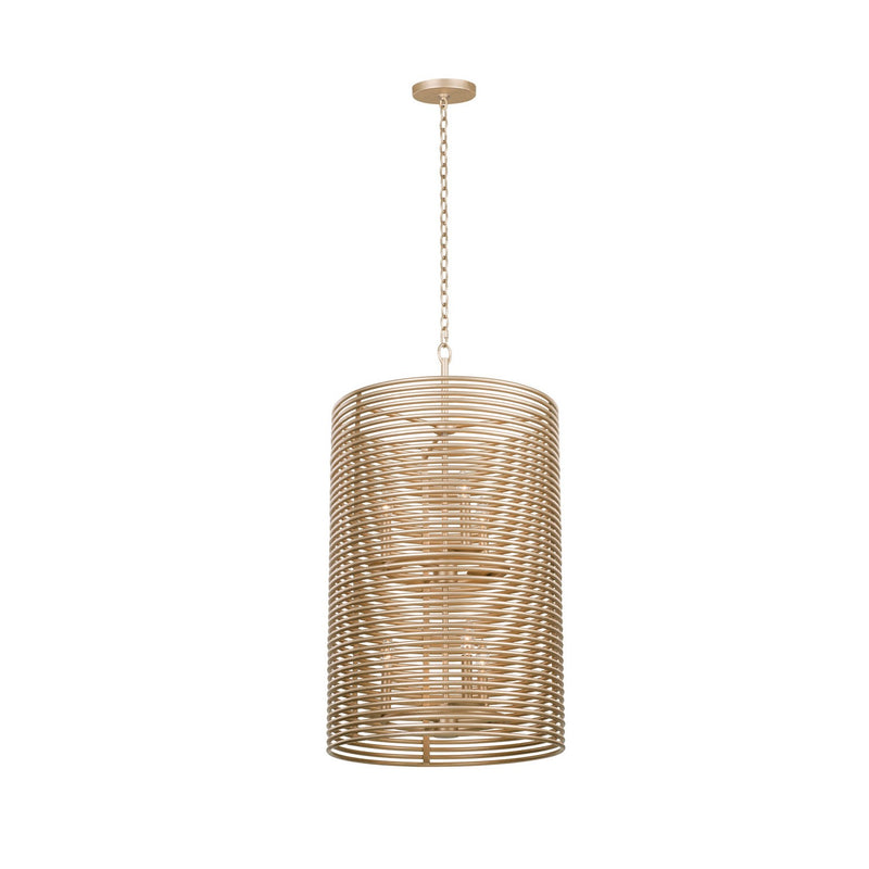 Kalco 506450MG Six Light Foyer Pendant, Modern Gold