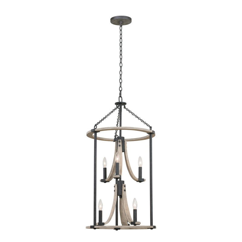 Kalco 506650NI Six Light Foyer Pendant, Natural Iron