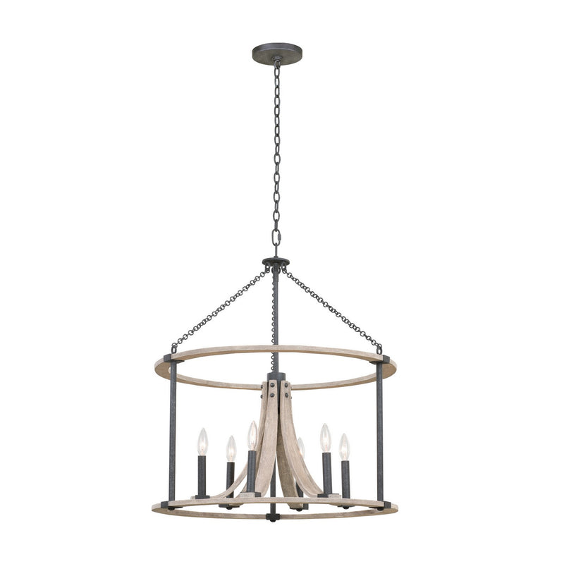 Kalco 506652NI Six Light Pendant, Natural Iron