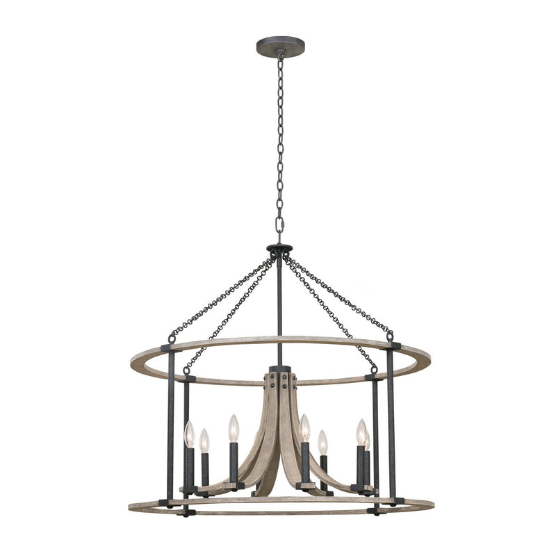 Kalco 506653NI Eight Light Pendant, Natural Iron