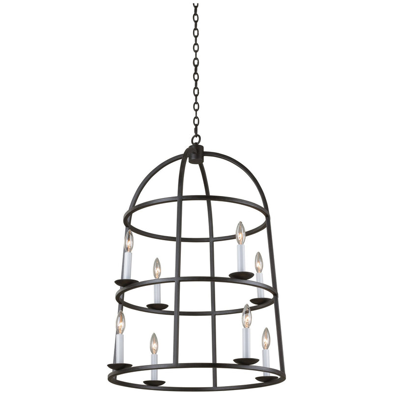 Kalco 506950BI Eight Light Foyer Pendant, Black Iron