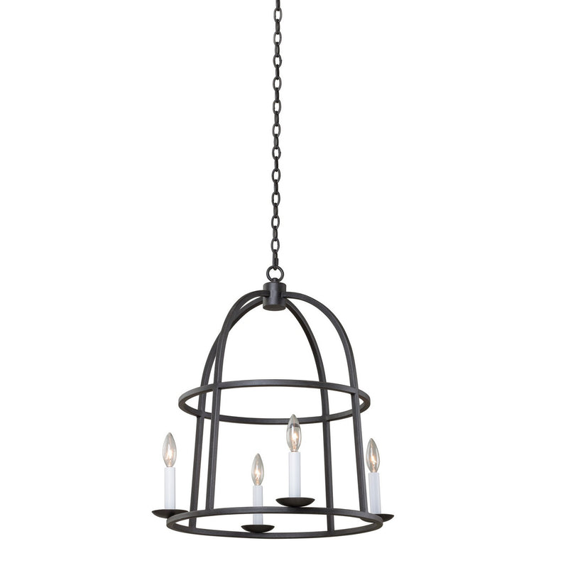 Kalco 506951BI Four Light Pendant, Black Iron