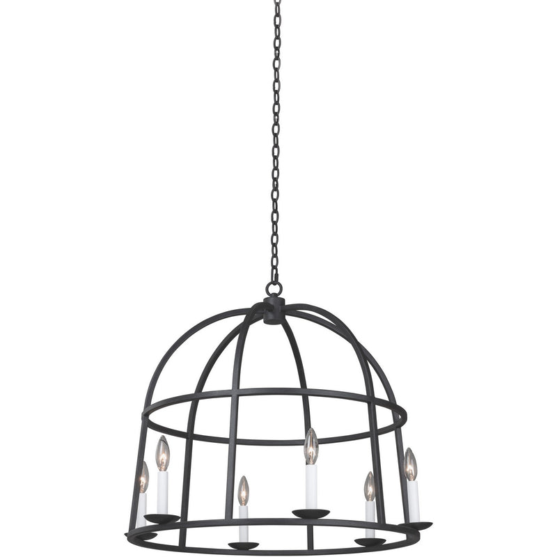Kalco 506952BI Six Light Pendant, Black Iron