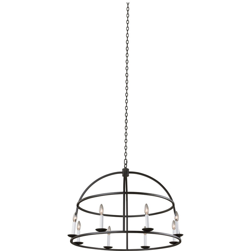 Kalco 506953BI Eight Light Pendant, Black Iron