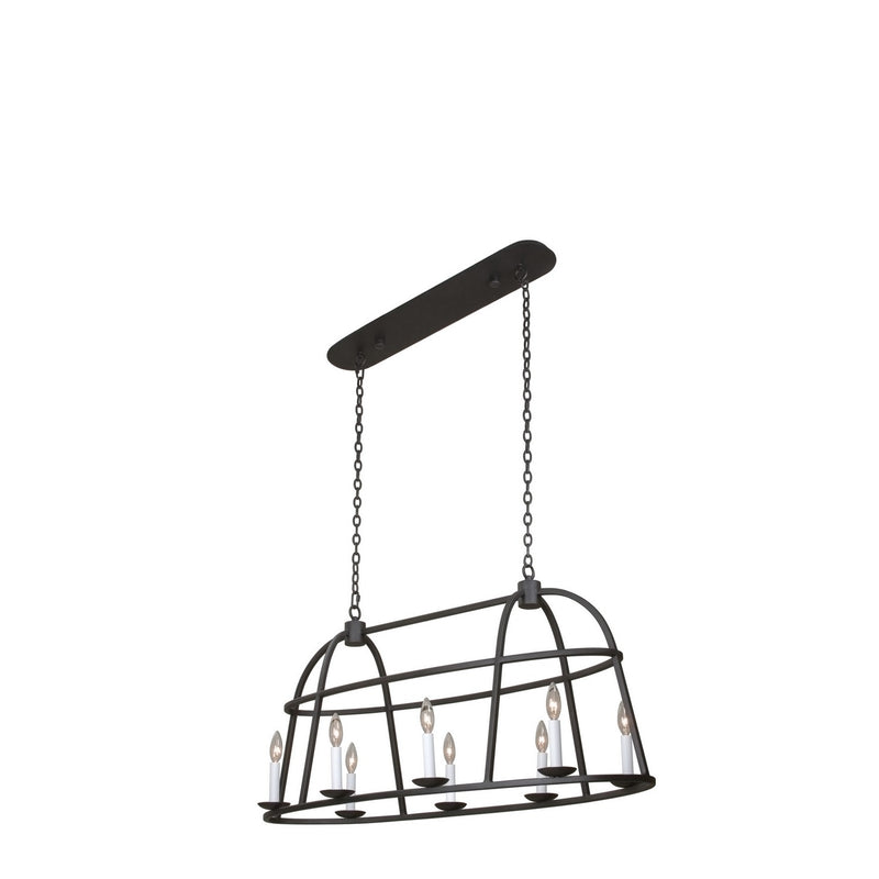 Kalco 506960BI Eight Light Island Pendant, Black Iron