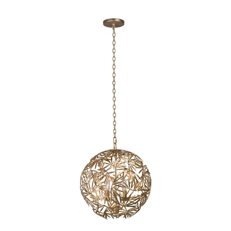 Kalco 507650OL Four Light Pendant, Oxidized Gold Leaf