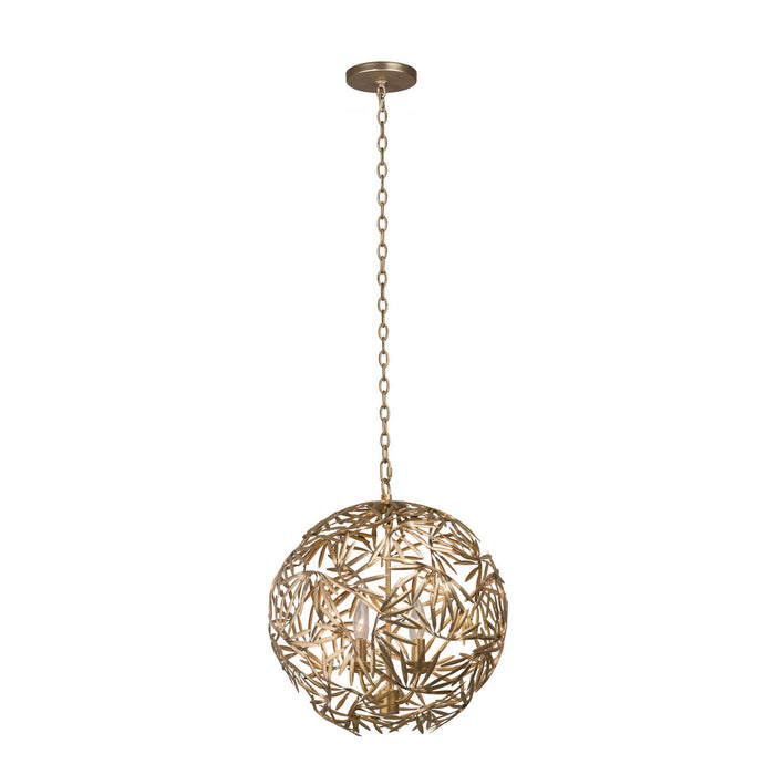 Kalco 507650OL Four Light Pendant, Oxidized Gold Leaf