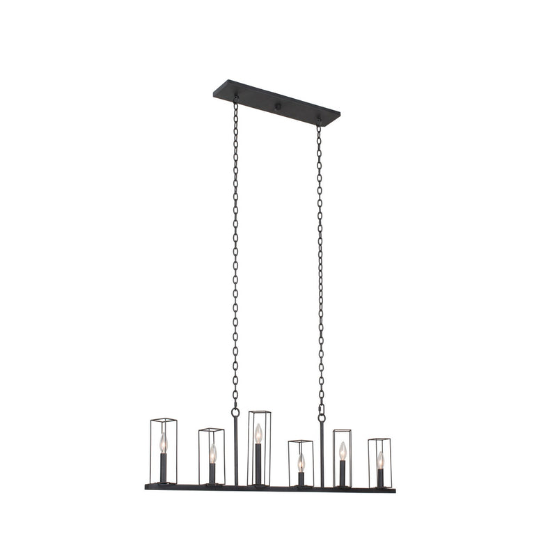 Kalco 507760BI Six Light Island Pendant, Black Iron