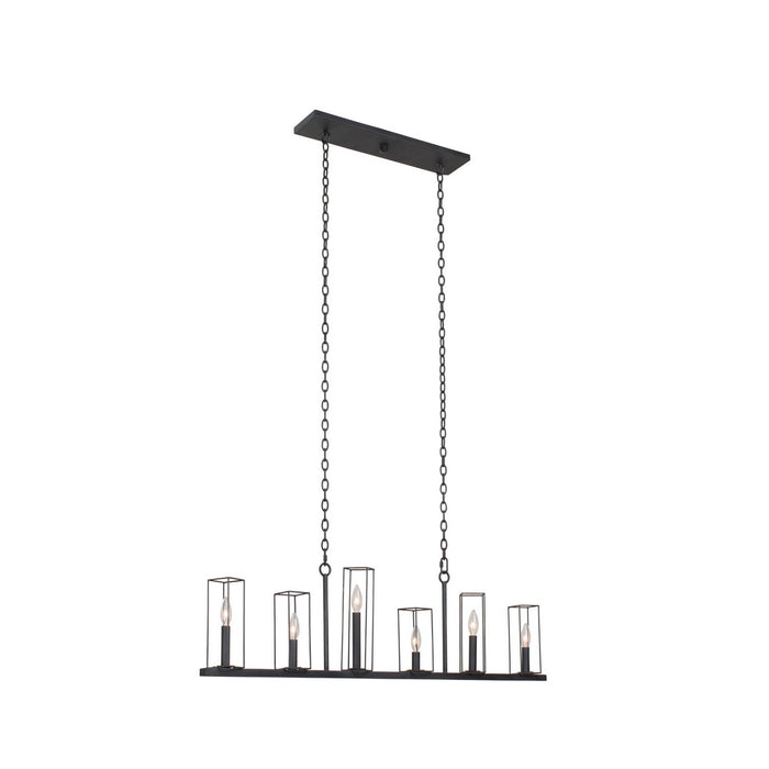 Kalco 507760BI Six Light Island Pendant, Black Iron