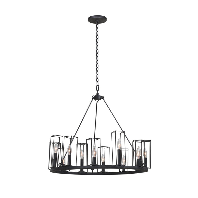 Kalco 507770BI 12 Light Chandelier, Black Iron