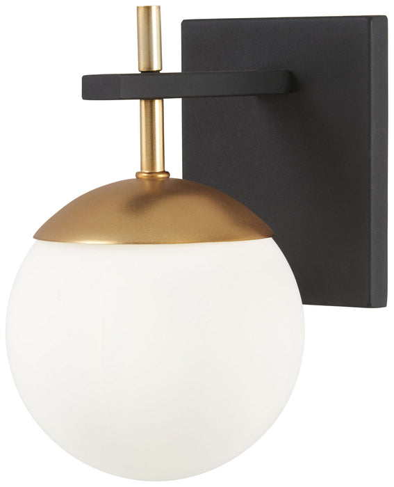 George Kovacs P1350-618 One Light Wall Mount, Weathered Black W/Autumn Gold