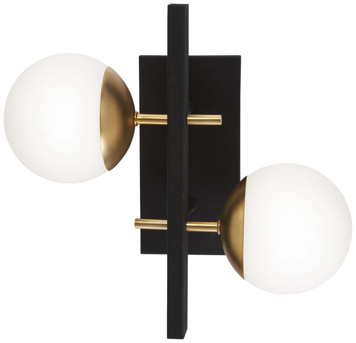 George Kovacs P1351-618 Two Light Wall Mount, Weathered Black W/Autumn Gold