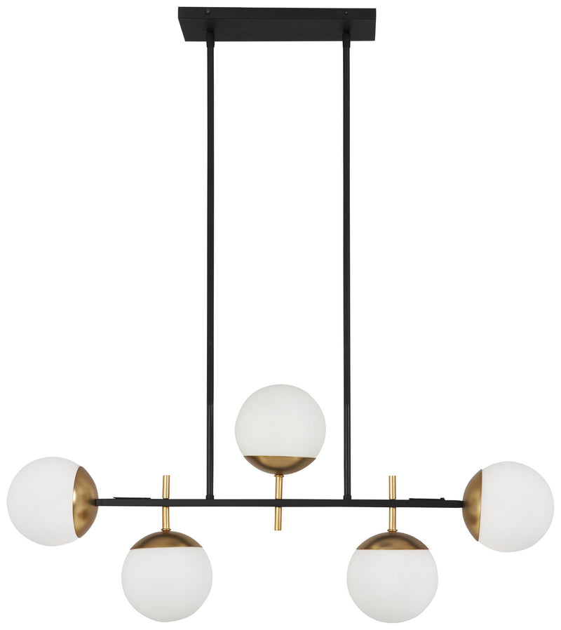George Kovacs P1355-618 Five Light Island Pendant, Weathered Black W/Autumn Gold