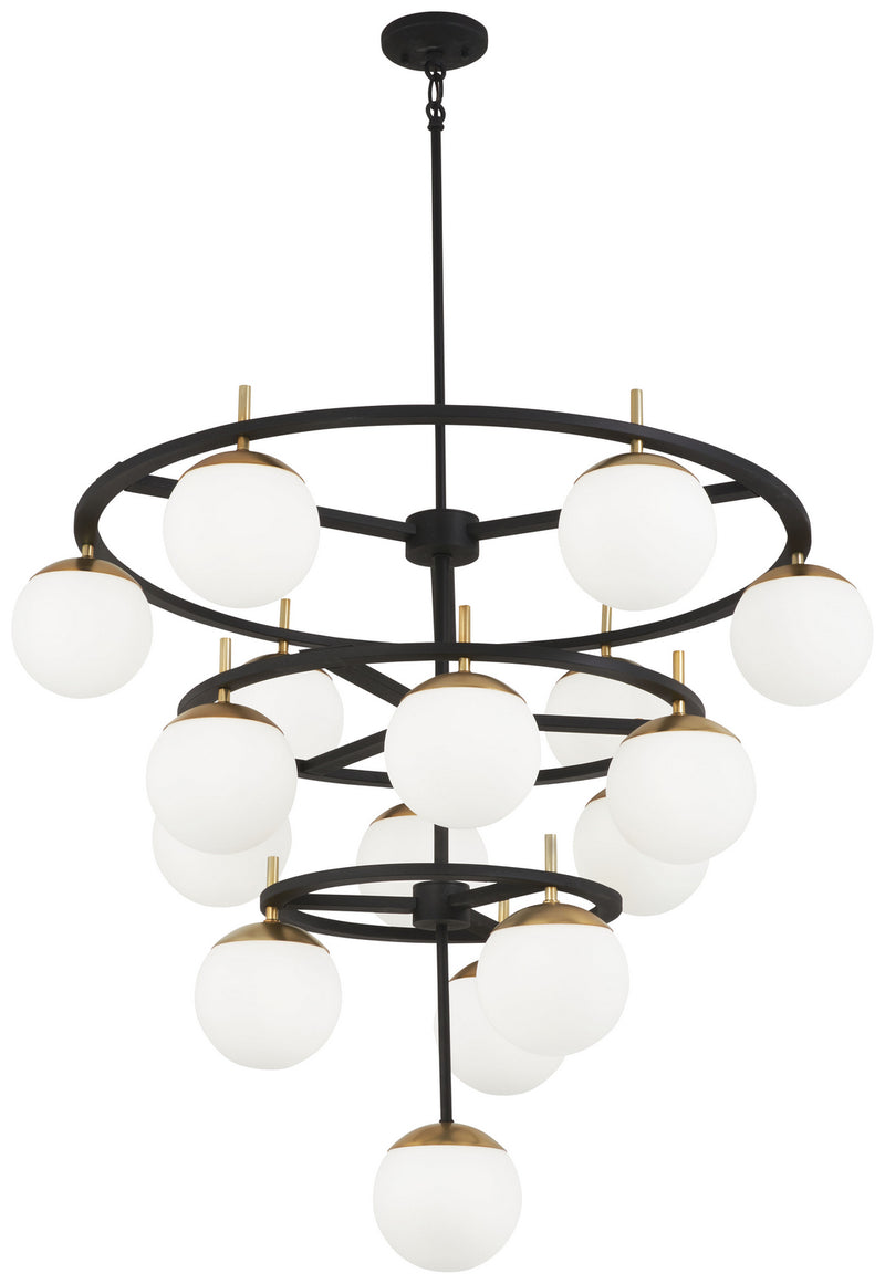George Kovacs P1359-618 16 Light Chandelier, Weathered Black W/Autumn Gold