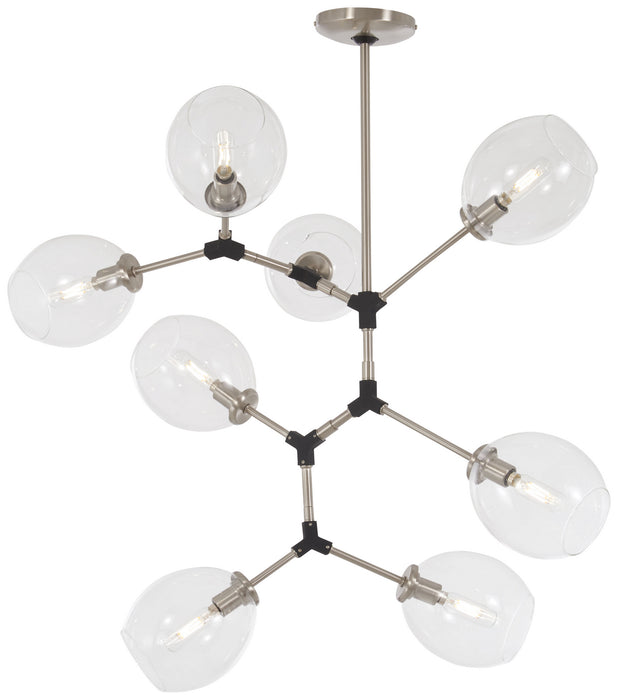 George Kovacs P1365-619 Eight Light Pendant, Brushed Nickel W/Black Accents