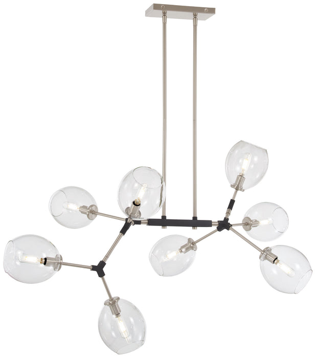 George Kovacs P1368-619 Eight Light Chandelier, Brushed Nickel W/Black Accents