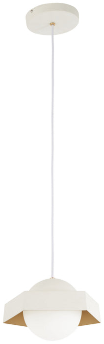 George Kovacs P1390-044G-L LED Mini Pendant, Textured White W/Gold Leaf