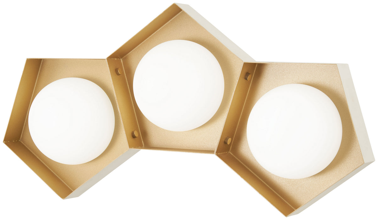 George Kovacs P1393-044G-L LED Bath, Textured White W/Gold Leaf
