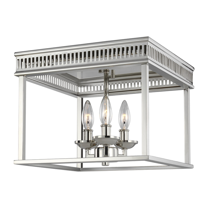 Visual Comfort Studio FM521PN Three Light Flush Mount, Polished Nickel
