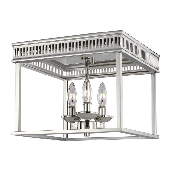 Visual Comfort Studio FM521PN Three Light Flush Mount, Polished Nickel
