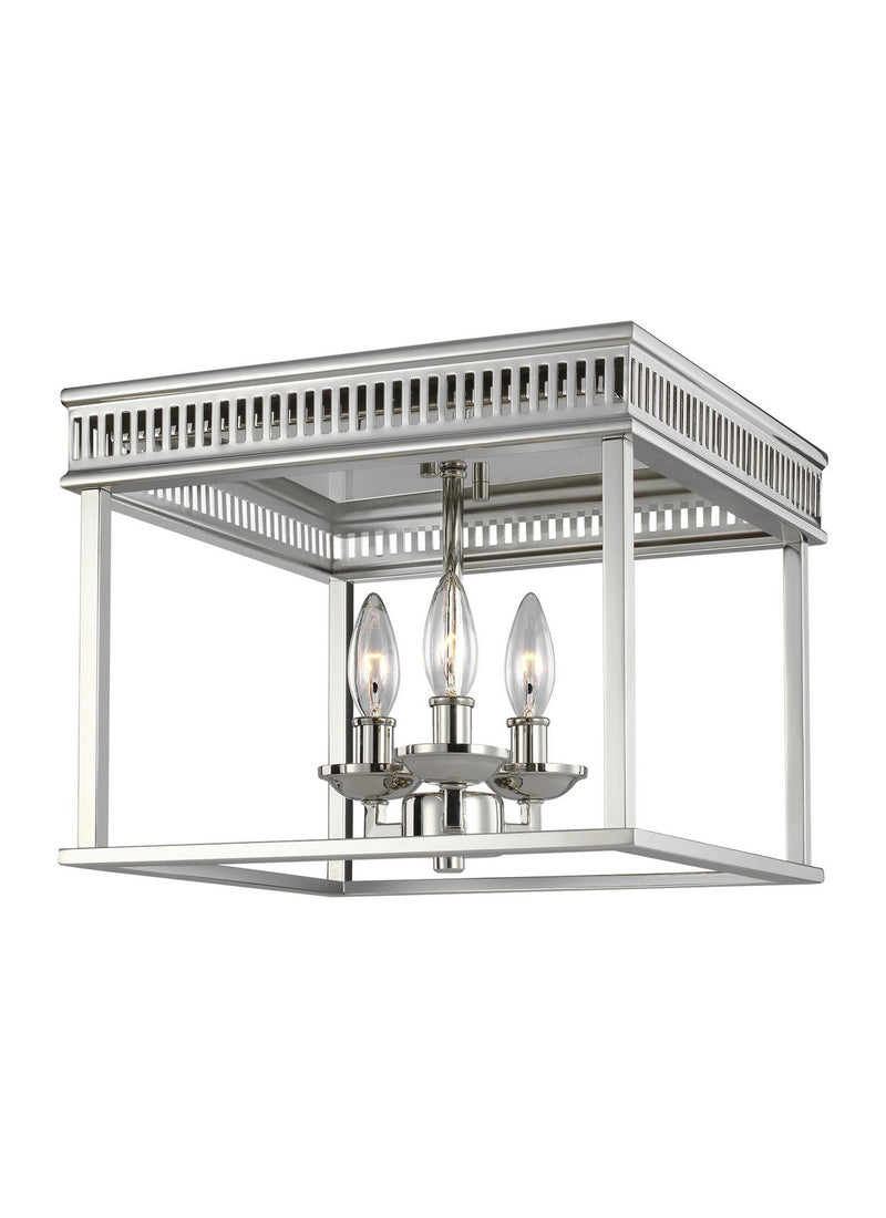Visual Comfort Studio FM521PN Three Light Flush Mount, Polished Nickel