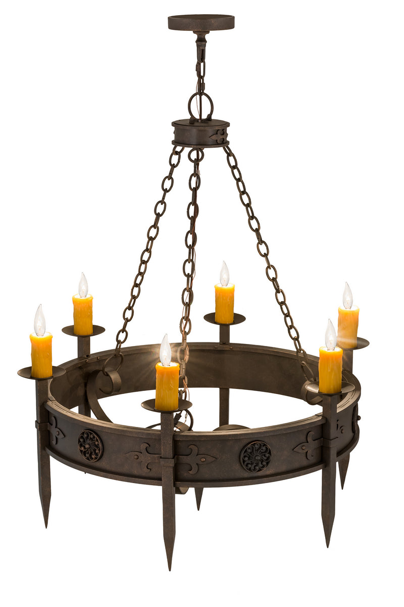 Meyda Tiffany 115167 Six Light Chandelier, Gilded Tobacco